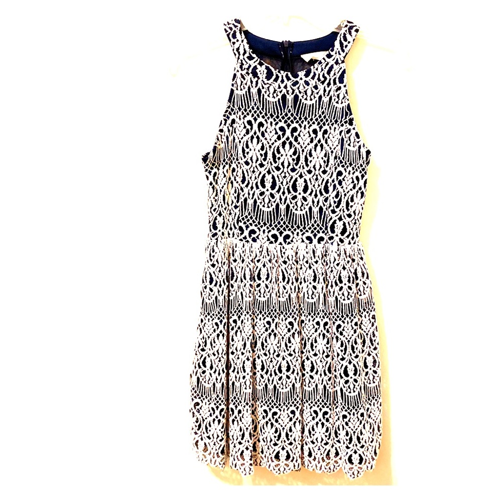 altar’d state navy & white knee-length day dress